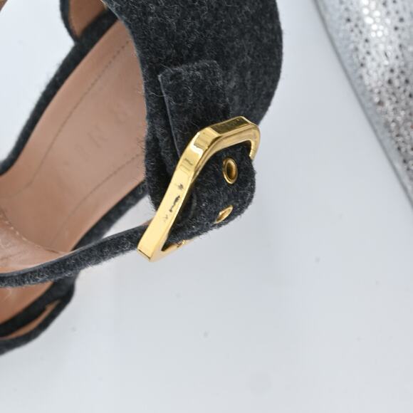 MARNI Gray Felt Rhinestone Block Heels Size 40 - Picture 12 of 13